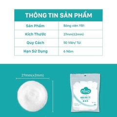 Gói 50 Bông Gòn Viên Tròn Y Tế Niva YB1 Đường Kính 27mm Nhét Tai Cho Mẹ, Phụ Nữ Sau Sinh An Toàn Tiệt Trùng