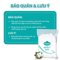 Gói 100 Bông Gòn Viên Tròn Y Tế Niva YB2 Đường Kính 27mm Nhét Tai Cho Mẹ, Phụ Nữ Sau Sinh An Toàn Tiệt Trùng