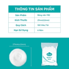 Gói 100 Bông Gòn Viên Tròn Y Tế Niva YB2 Đường Kính 27mm Nhét Tai Cho Mẹ, Phụ Nữ Sau Sinh An Toàn Tiệt Trùng