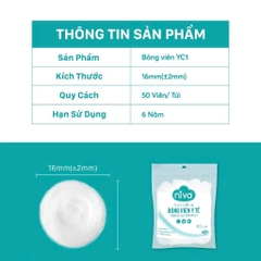 Combo 10 Gói 50 Bông Gòn Viên Tròn Y Tế Niva YC1 Đường Kính 16mm Nhét Tai Cho Mẹ, Phụ Nữ Sau Sinh An Toàn Tiệt Trùng