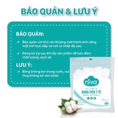 [Combo 10 - 20] Gói 100 Bông Gòn Viên Tròn Y Tế Niva YC2 Đường Kính 16mm Nhét Tai Cho Mẹ, Phụ Nữ Sau Sinh An Toàn Tiệt Trùng