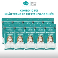 Combo 10 Khẩu Trang Niva 4D Mask KF94 Trẻ Em 10 Chiếc Ngăn Bụi Mịn, Kháng Khuẩn, Không Kích Ứng Da, Hàng Chính Hãng