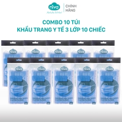 Combo 10 Khẩu Trang Y Tế 3 Lớp Niva Gói 10 Cái Kháng Khuẩn, Ngăn Khói Bụi, Vi Khuẩn Hàng Chính Hãng