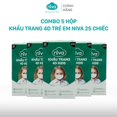 Combo 5 Khẩu Trang Niva 4D Mask KF94 Trẻ Em 10 Chiếc Ngăn Bụi Mịn, Kháng Khuẩn, Không Kích Ứng Da, Hàng Chính Hãng