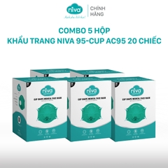 Combo 5 Khẩu Trang Niva N95 - Cup AC95 - 20pcs Ngăn Ngừa Vi Khuẩn, Virus Đạt Chuẩn FDA Hoa Kỳ, Hàng Chính Hãng Cao Cấp
