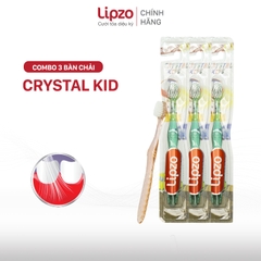 Combo 3 Bàn Chải Đánh Răng Lipzo Crystal Kids Lông Chỉ Tơ Nha Khoa Kháng Khuẩn Dành Cho Trẻ Em Từ 2 - 5 Tuổi