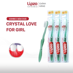 Combo 3 Bàn Chải Đánh Răng Lipzo Crystal Love For Girl Cho Nữ Giới  Công Nghệ Lông Nở Kết Hợp Chỉ Tơ Nha Khoa Siêu Mềm