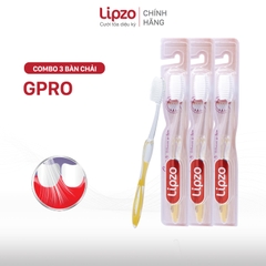 Combo 3 Bàn Chải Đánh Răng Lipzo Gpro Phù Hợp Nữ Giới Công Nghệ Nano Kháng Khuẩn Lông Nở Kết Hợp Chỉ Tơ Nha Khoa Siêu Mềm Mảnh