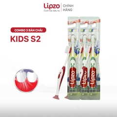 Combo 3 Bàn Chải Đánh Răng Lipzo Kids S2 Hình Thú Ngộ Nghĩnh Lông Chỉ Tơ Nha Khoa Siêu Mảnh Kháng Khuẩn Cho Bé Từ 2 Tuổi
