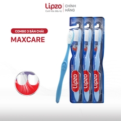 Combo 3 Bàn Chải Đánh Răng Lipzo Maxcare Dành Cho Người Lớn Công Nghệ Lông Chỉ Tơ Nha Khoa Mảnh Siêu Bền