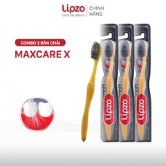 Combo 3 Bàn Chải Đánh Răng Lipzo Maxcare X Công Nghệ Lông Chỉ Tơ Nha Khoa Mảnh Kháng Khuẩn Siêu Bền