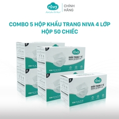 Combo 5 Hộp Khẩu Trang Y Tế 4 Lớp Hộp 50 Cái Kháng Khuẩn, Ngăn Khói Bụi, Vi Khuẩn Hàng Chính Hãng Cao Cấp