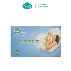 Khăn Vải Khô Đa Năng Niva Hộp 100 Tờ Tiện Dụng, Chất Liệu Cotton Tự Nhiên An Toàn Cho Bé