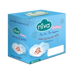 Combo 3 Khăn Vải Khô Đa Năng NIVA Hộp 180 Tờ Tiện Dụng, Chất Liệu Cotton Tự Nhiên An Toàn Cho Bé