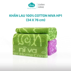 Khăn Lau Đầu Sợi Tre Pha Cotton Tự Nhiên Niva HP1 Mềm Mịn Thấm Nước An Toàn Cho Da, Hoa Văn Kích Thước 340x760 mm