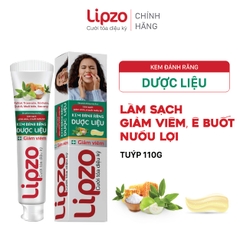 Kem Đánh Răng Dược Liệu Lipzo Tuýp 110g Từ 6 Loại Dược Liệu Thiên Nhiên Vị Ngọt Thơm Bảo Vệ Nướu Lợi