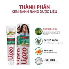 Kem Đánh Răng Dược Liệu Lipzo Tuýp 110g Từ 6 Loại Dược Liệu Thiên Nhiên Vị Ngọt Thơm Bảo Vệ Nướu Lợi