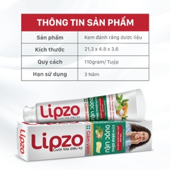 Kem Đánh Răng Dược Liệu Lipzo Tuýp 110g Từ 6 Loại Dược Liệu Thiên Nhiên Vị Ngọt Thơm Bảo Vệ Nướu Lợi