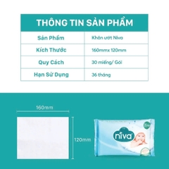 Khăn Ướt Đa Năng Không Mùi NIVA Gói 30 Tờ Tiện Dụng, Diệt Khuẩn, An Toàn Cho Trẻ Sơ Sinh