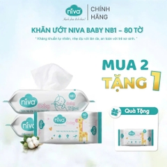 [Mua 2 Tặng 1] Khăn Ướt Niva Baby 80 Tờ NB1 Đa Năng, Tiện Dụng, Diệt Khuẩn, An Toàn Cho Trẻ Sơ Sinh Phụ Nữ Mang Thai