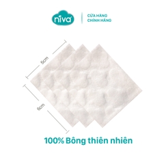 Combo 3 Bông Tẩy Trang Vuông Niva CP2 Cao Cấp Bông Tự Nhiên, Công Nghệ Kháng Khuẩn An Toàn Cho Da Dầu Mụn Nhạy Cảm