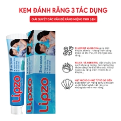 Kem Đánh Răng Lipzo Thiên Nhiên 3 Tác Dụng 190g – Trắng Răng, Ngừa Sâu Răng, Thơm Mát Hơi Thở