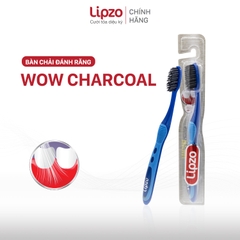 Bàn Chải Đánh Răng Lipzo Wow Charcoal Than Hoạt Tính Công Nghệ Chỉ Tơ Vàng Hai Lớp Nano Kháng Khuẩn Hút Ẩm Khử Mùi