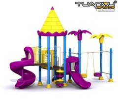 Sân chơi ngoài trời mầm non 2 tầng, lâu đài rừng rậm