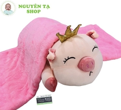 Gối Mền Heo Hồng Đội Vương Miện Đáng Yêu