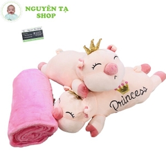 Gối Mền Heo Hồng Đội Vương Miện Đáng Yêu