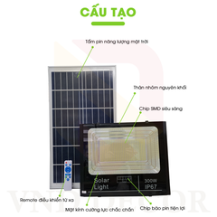 Đèn Led Pha Năng Lượng Mặt Trời 300W Có Báo Pin - SOLAR LIGHT 300W