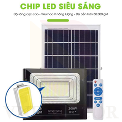 Đèn Led Pha Năng Lượng Mặt Trời 200W Có Báo Pin - SOLAR LIGHT 200W