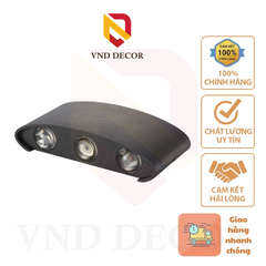 Đèn Hắt Tường 2 Đầu 6W Vỏ Đen 6 Tia