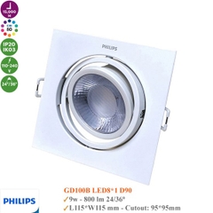 Đèn Spotlight Âm Trần Vuông Philips GD100B LED8 D90 WH