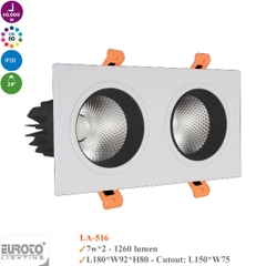 Đèn Spotlight Âm Trần Đôi Euroto 2x7W-2x12W-2X20W-LA516/LA518/LA520