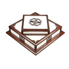 Đèn Mâm Ốp Trần Vuông Gỗ Tự Nhiên Mã SN-6807