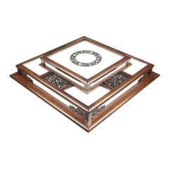 Đèn Mâm Ốp Trần Vuông Gỗ Tự Nhiên Mã SN-6801