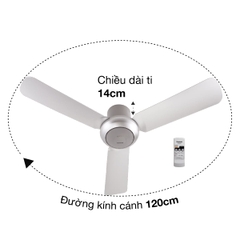 Quạt Trần Panasonic 3 Cánh F-48CZL Có Điều Khiển