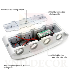 Đèn Hắt Tường 2 Đầu 8W Vỏ Trắng 8 Tia