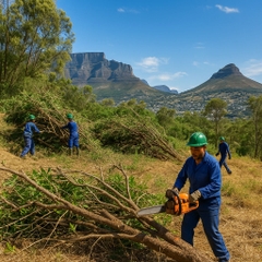 Hình Công nhân dọn cây xâm lấn tại Cape Town