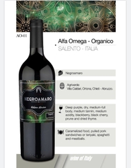 Rượu Vang Ý Negroamaro Alfa Omega - Organico Đỏ 750ml