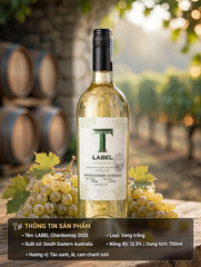 Rượu Vang Trắng Úc T Label Chardonnay 2025 - 750ml 12.5%