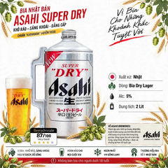 [Thùng x 6 Bình] Bia Asahi Super Dry 2L Nhật Bản - Bia Bom 2 Lít Alc 5% - Chuẩn Karakuchi