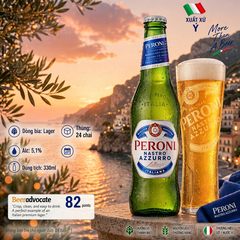 Bia Peroni Nastro Azzurro 330ml - Thùng 24 Chai Nhập Khẩu Ý - Premium Lager 5.1%