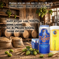 Bia Tiger Xanh 500ml - Thùng 24 Lon - Nhập Khẩu Hà Lan 100% - Lager 4.7%
