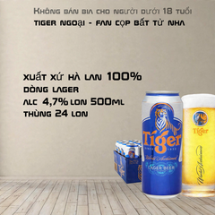 Bia Tiger Xanh 500ml - Thùng 24 Lon - Nhập Khẩu Hà Lan 100% - Lager 4.7%