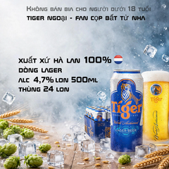 Bia Tiger Xanh 500ml - Thùng 24 Lon - Nhập Khẩu Hà Lan 100% - Lager 4.7%