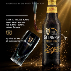 Bia Đen Guinness Foreign Extra Stout 330ml - Thùng 24 Chai - Nhập Khẩu Ireland 100% - Bia Đen Stout 6,8% Đậm Đà