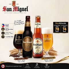 Thùng Bia San Miguel Cerveza Negra Dark Lager 4.9% & Blanca Wheat 5.4% - Bia Nhập Philippines 24 Chai x 330ml