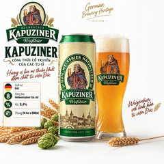 Bia Đức Kapuziner Weissbier 500ml Thùng 24 Lon - Bia Lúa Mì Hefeweissbier Nhập Khẩu Đức Alc 5.4%
